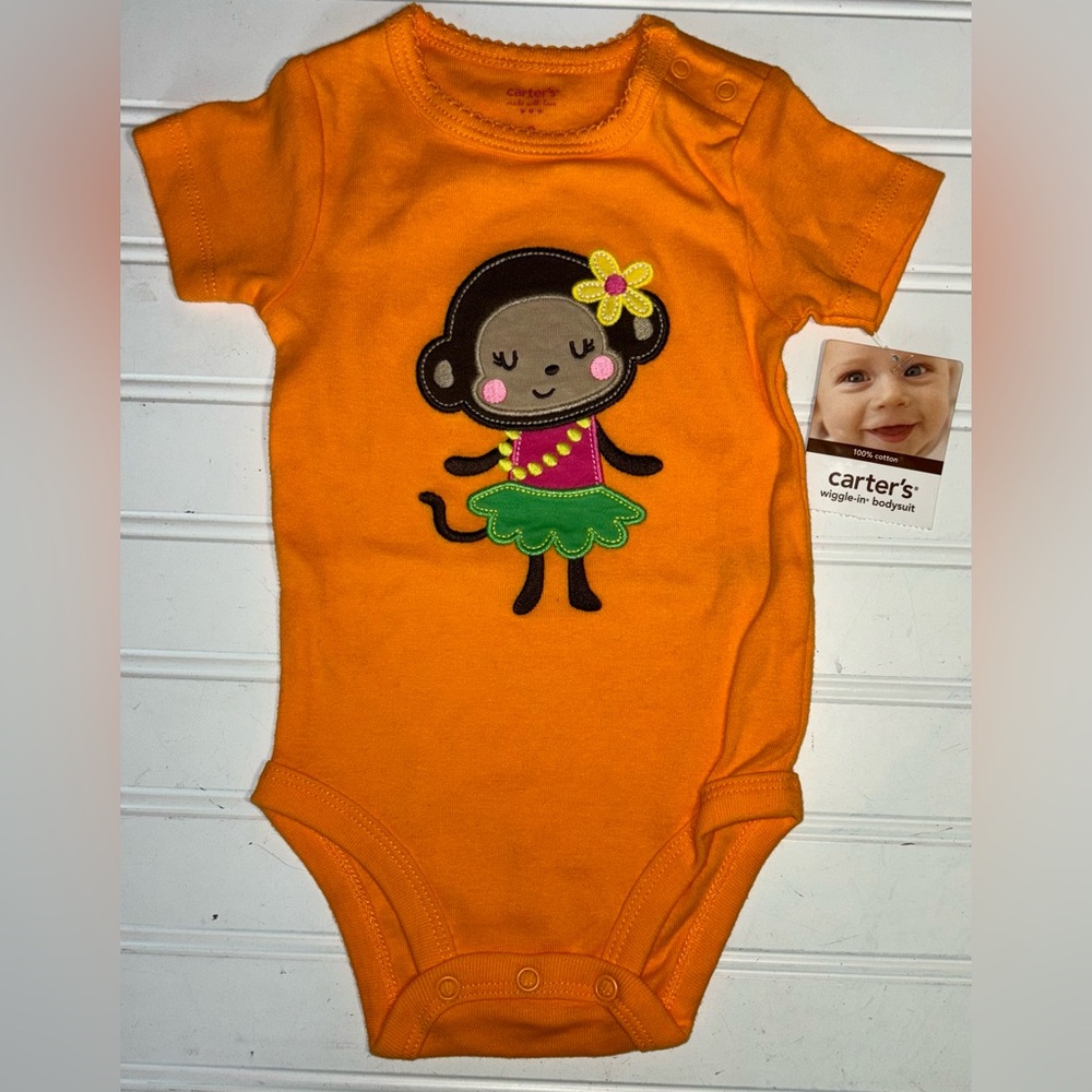 Carter's Infant Size 3 Months Orange Bodysuit 100% Cotton New with Tags